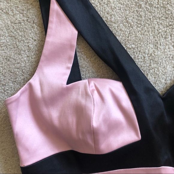 Bebe Pink and Black Satin Color Block Cut Out Dress  size Small - Picture 9 of 10